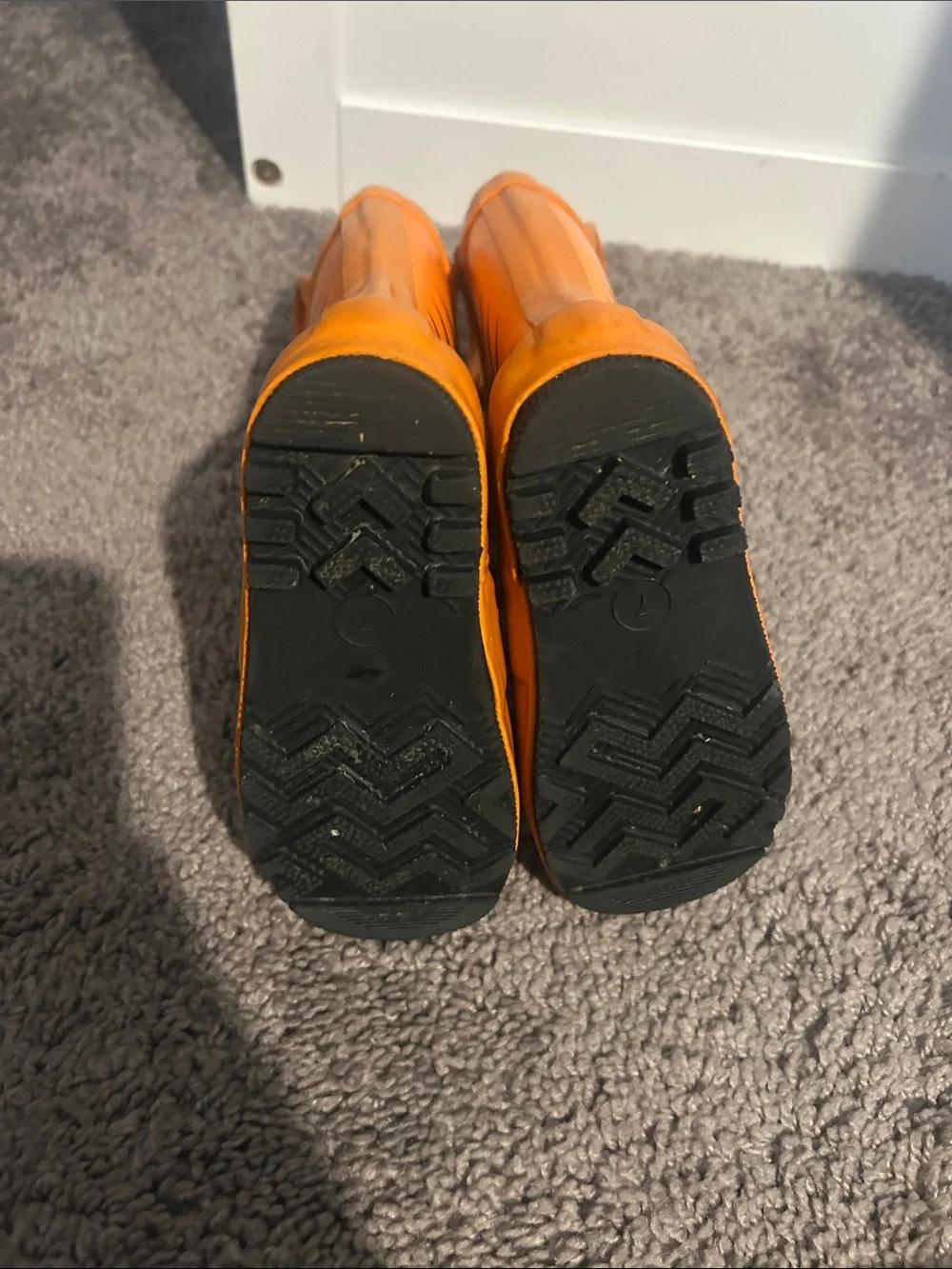 Kids Orange Tiger Rain Boots with Pull Handles